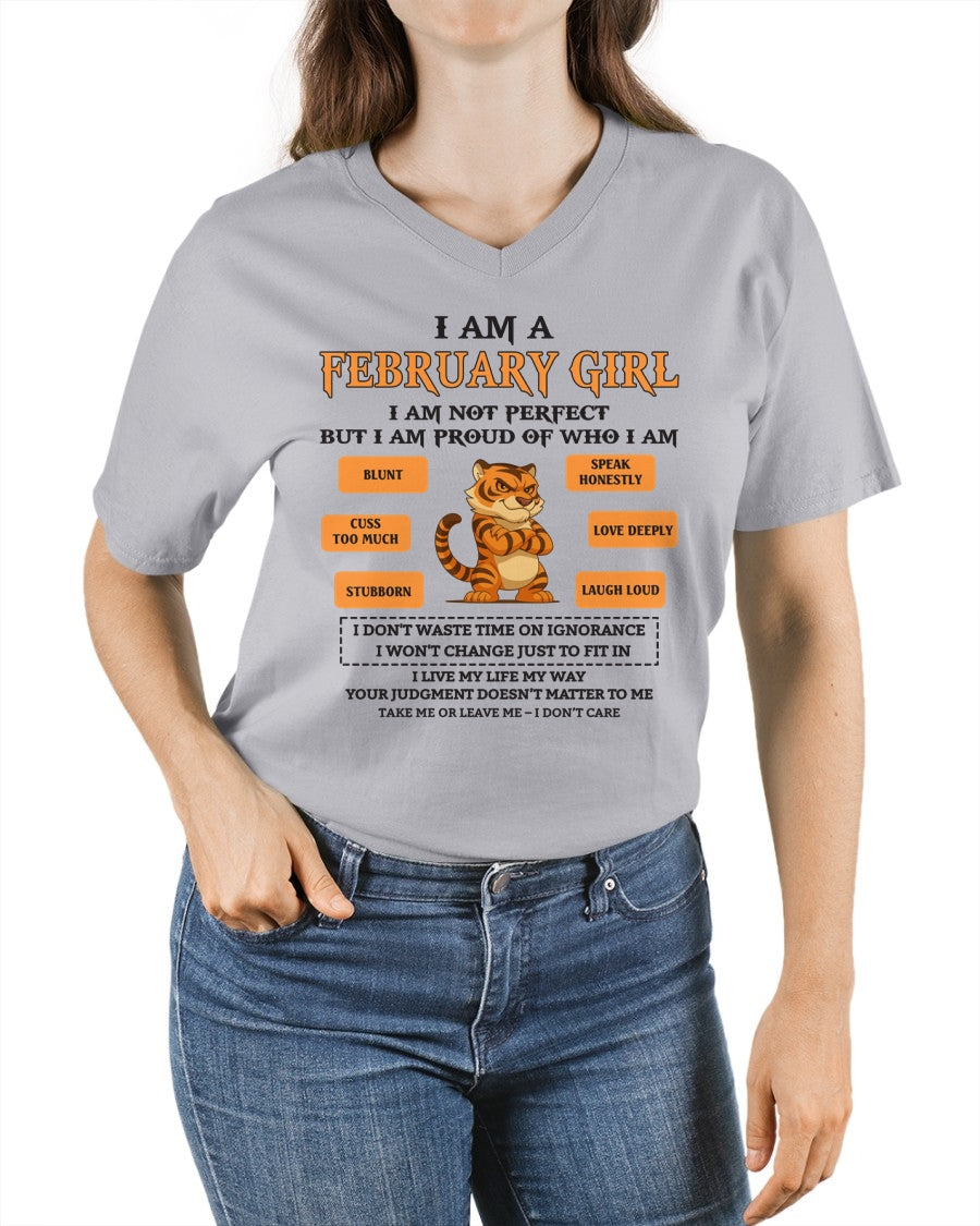 FEBRUARY - I AM A GIRL - BIRTHDAY GIFT T-SHIRT FOR WOMEN - TRNN02 (SKU26T-01-62-02)
