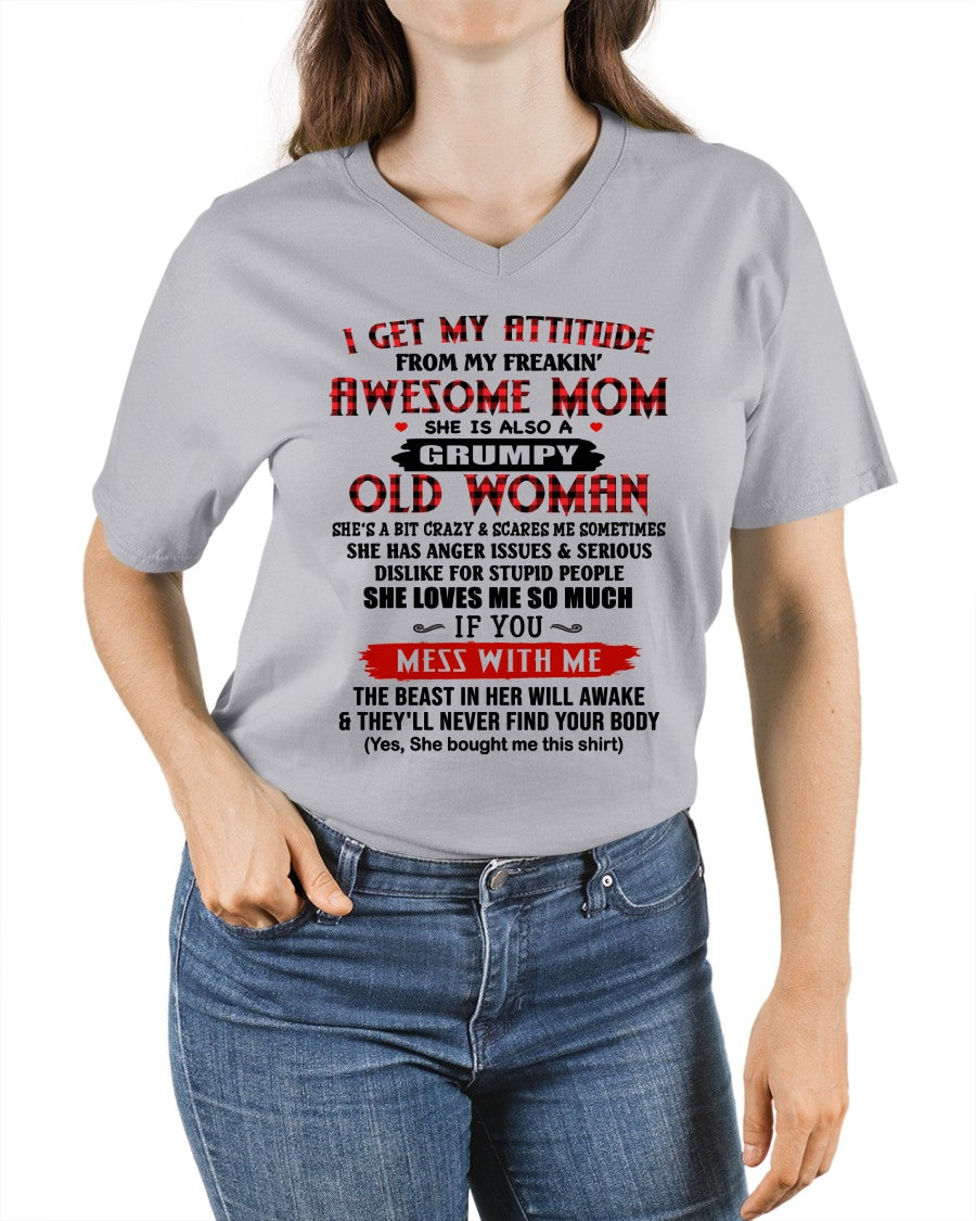 I Get My Attitude From My Awesome Mom | Lovely T-Shirt From Mom To Daughter - TRNN00 (SKU2603-136-00)
