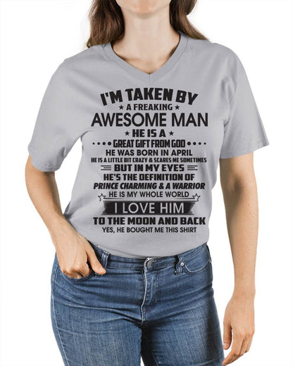 APRIL - I'M TAKEN BY A FREAKING AWESOME MAN HE IS A GREAT GIFT FROM GOD - FROM HUSBAND - TRNN04 (SKU26T-01234-04)