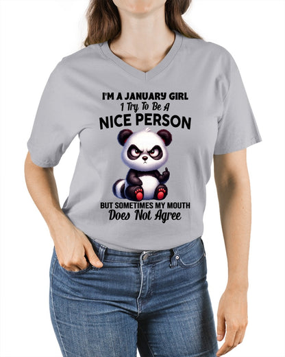 JANUARY GIRL - Try To Be A Nice Person But Sometimes My Mouth Doesn’t Agree - BIRTHDAY GIFT T-SHIRT FOR WOMEN - TRNN01 (SKU2603-127-01)