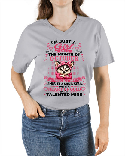 OCTOBER - NOTHING IS STOPPING THIS FLAMING SOUL - Birthday T Shirt For Woman - TRNN10 (SKU2605-66-10)