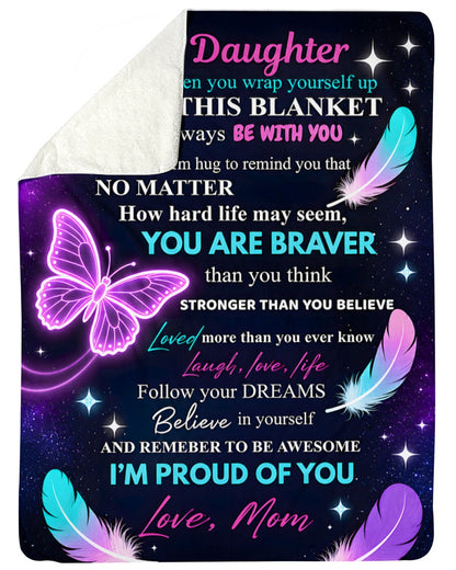 Special For Beautiful Daughter Gift Blanket - From Mom (SKU2606-136)