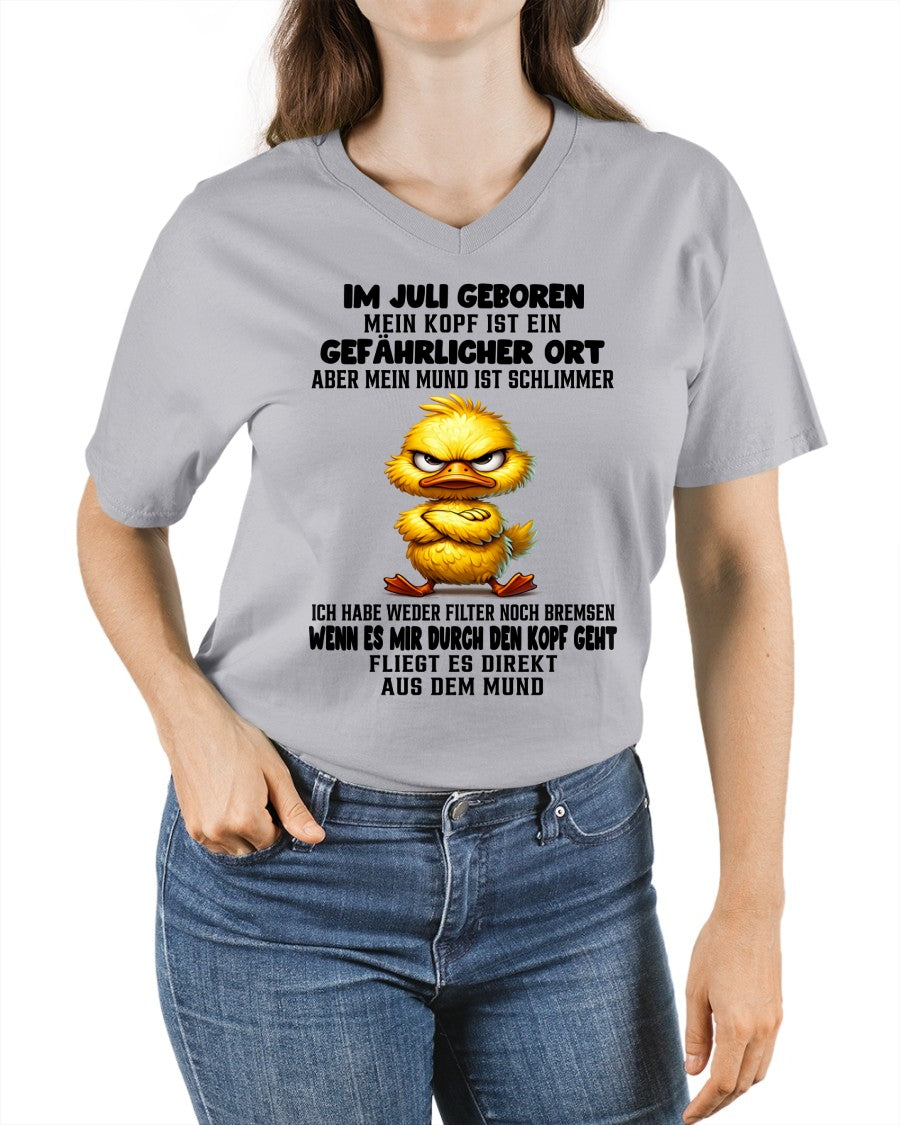 JULI – MEIN KOPF IST EIN GEFÄHRLICHER ORT – GEBURTSTAGS-T-SHIRT FÜR FRAUEN - DEU/TRNN07 (SKU2605-381-07)