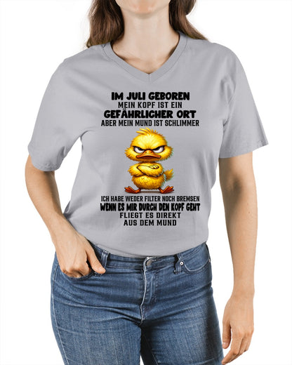 JULI – MEIN KOPF IST EIN GEFÄHRLICHER ORT – GEBURTSTAGS-T-SHIRT FÜR FRAUEN - DEU/TRNN07 (SKU2605-381-07)