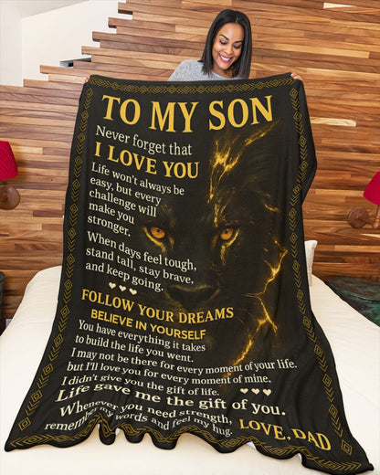 BLANKET FOR SON - GIFT FROM DAD - COMFORT & WARMTH GIFT NTTD00 (SKUB-DAD-DT01)