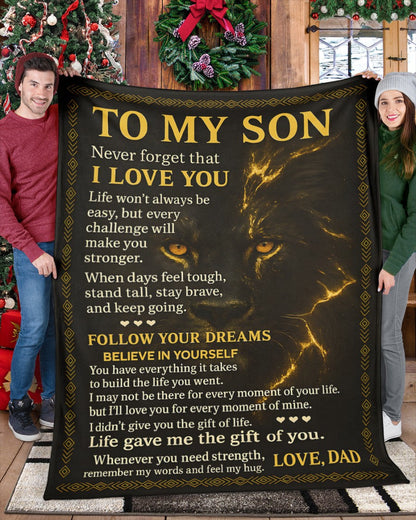BLANKET FOR SON - GIFT FROM DAD - COMFORT & WARMTH GIFT NTTD00 (SKUB-DAD-DT01)