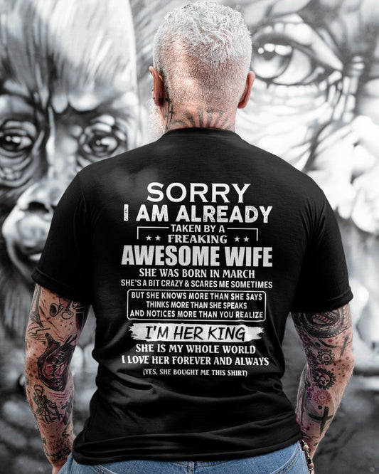Awesome wife March - Perfect gift for husband from wife - TRNN03 (SKU68-79-03)