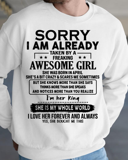 April - Awesome Girl born in April - Special gift for your boyfriend - From Wife TRNN04 (SKU.AT16)