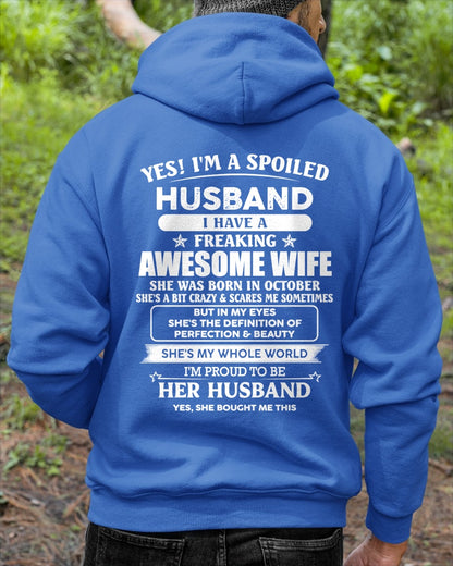 OCTOBER - YES! I'M A SPOILED HUSBAND - T SHIRT FOR FOR HUSBAND FROM WIFE - TRNN10 (SKU2606-86-10)
