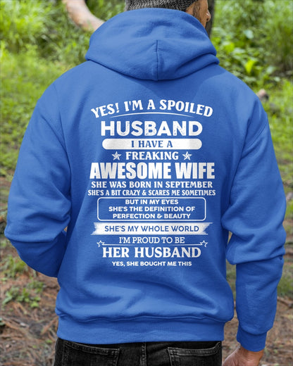 SEPTEMBER - YES! I'M A SPOILED HUSBAND - T SHIRT FOR FOR HUSBAND FROM WIFE - TRNN09 (SKU2606-86-09)