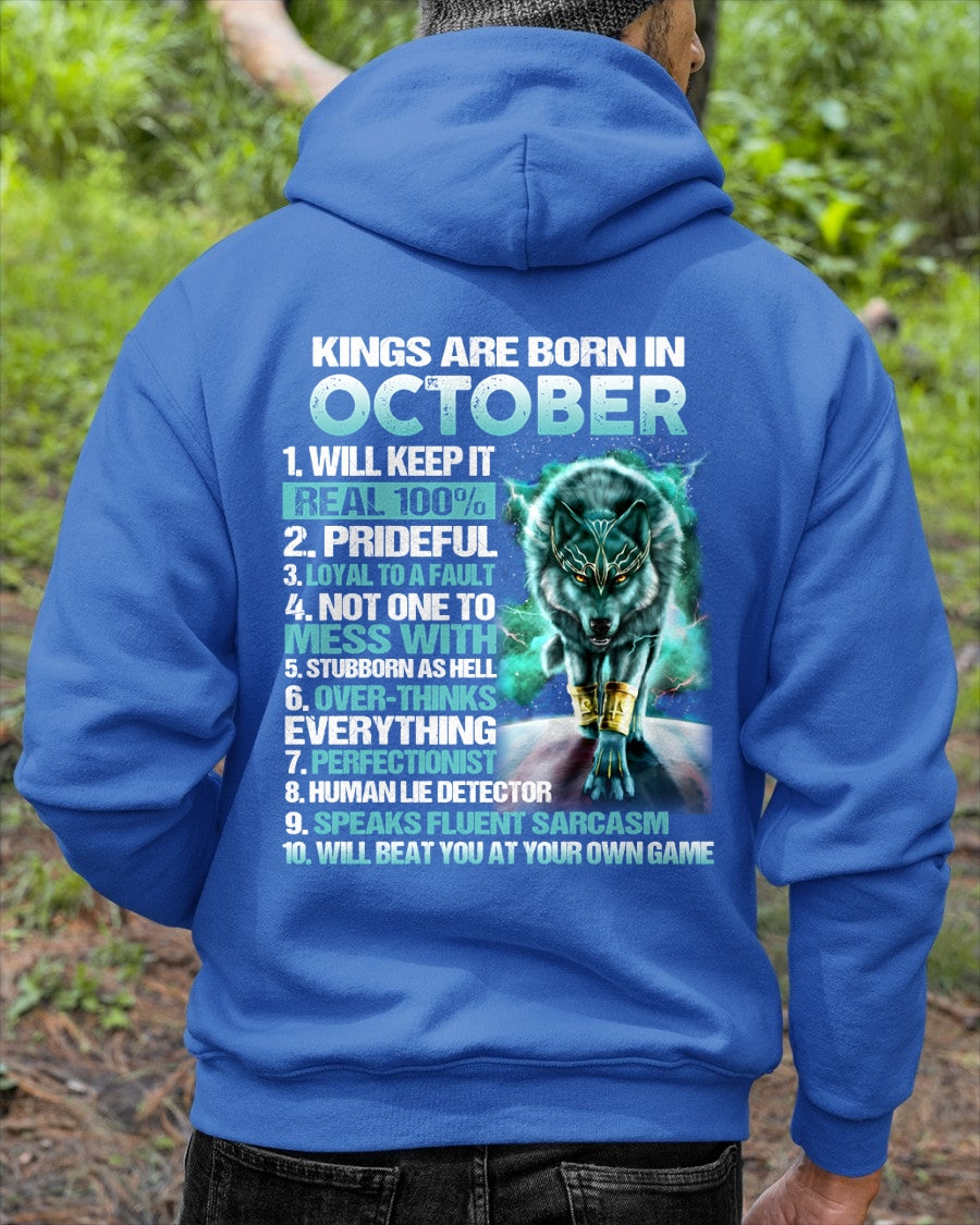 OCTOBER – Kings Are Born, Strong Like Wolves, Loyal To The Core - T Shirt For Strongman - TRNN10 (SKU2602-124-10)