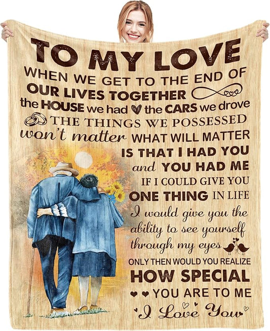 Fathers Day Anniversary Birthday Gifts for Him Her Romantic I Love You to My Love Blanket