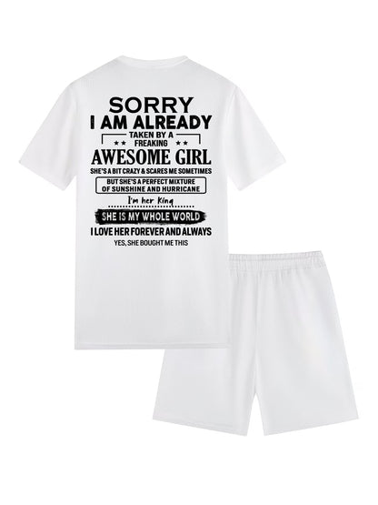 SORRY I AM ALREADY TAKEN BY FREAKING AWESOME WIFE - Waffle casual suit I GIFT FOR HUSBAND FROM WIFE - A09-739 I TRNN00 (SKU2607-76-00)