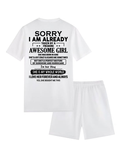 JUNE - SORRY I AM ALREADY TAKEN BY FREAKING AWESOME WIFE - Waffle casual suit I GIFT FOR HUSBAND FROM WIFE - A09-739 I TRNN06 (SKU2607-76-06)