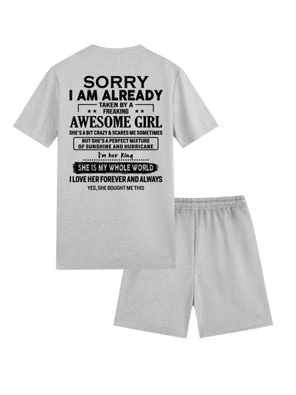 SORRY I AM ALREADY TAKEN BY FREAKING AWESOME WIFE - Waffle casual suit I GIFT FOR HUSBAND FROM WIFE - A09-739 I TRNN00 (SKU2607-76-00)