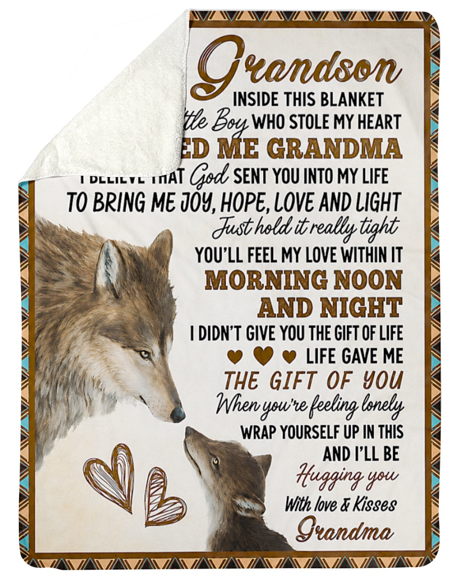 Special Gift For Grandson From Grandma - Fleece Sherpa Quilt Blanket (SKU2607-239)