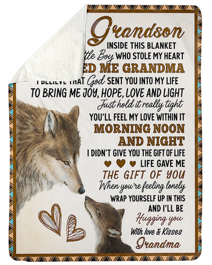 Special Gift For Grandson From Grandma - Fleece Sherpa Quilt Blanket (SKU2607-239)