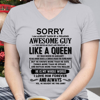 January - Sorry I am already taken by a freaking awesome guy - Gift for Wife From Husband - TRNN01 (SKU-SRG-01)
