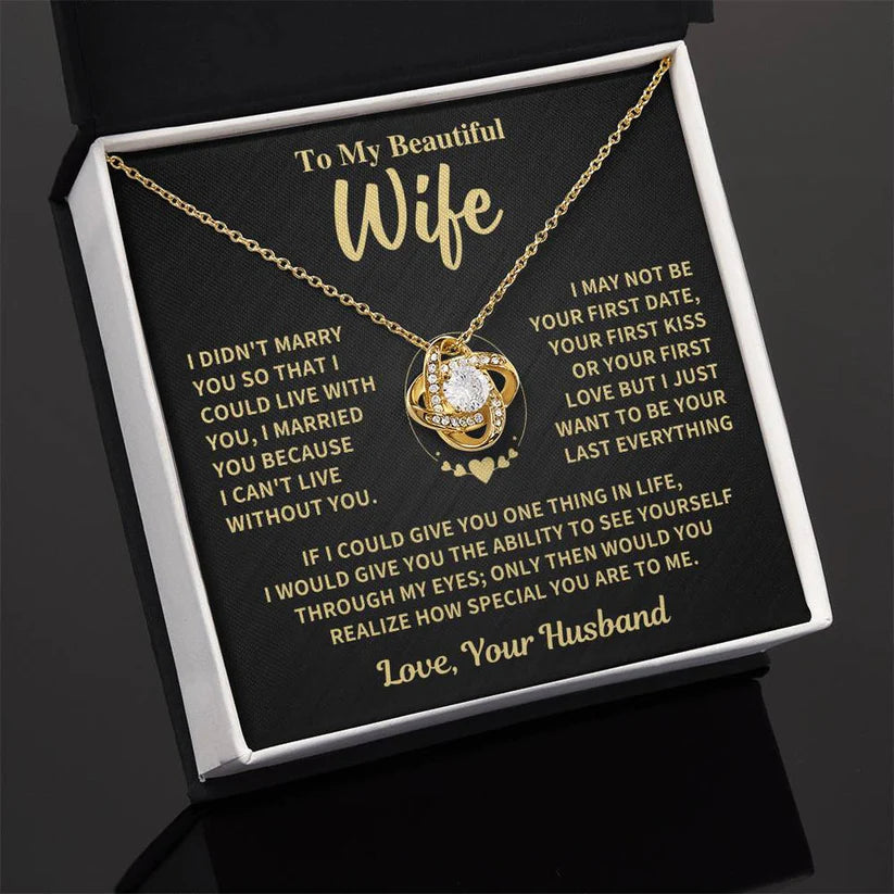 TO MY WIFE FROM HUSBAND NECKLACE - Premium Love Knot Necklace (SKUJ06-89)